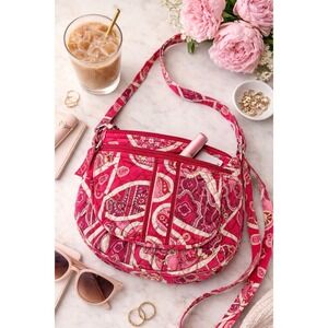 Vera Bradley Red Pink Paisley Crossbody Quilted Bag Y2K